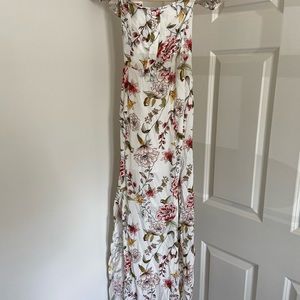Bershka Long White Floral Dress